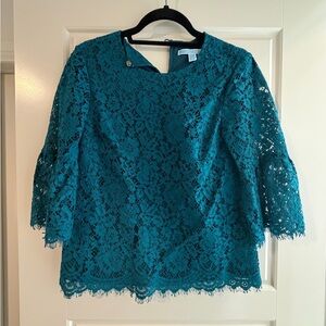Draper James Teal Lace Blouse